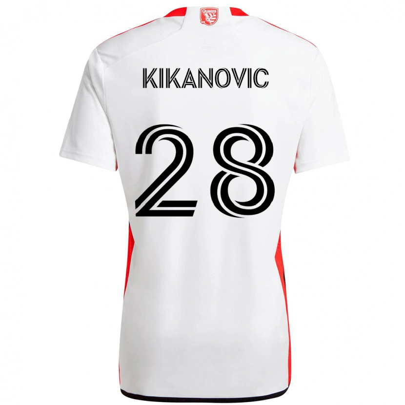 Danxen Homme Maillot Benjamin Kikanović #28 Blanc Rouge Tenues Extérieur 2025/26 T-Shirt