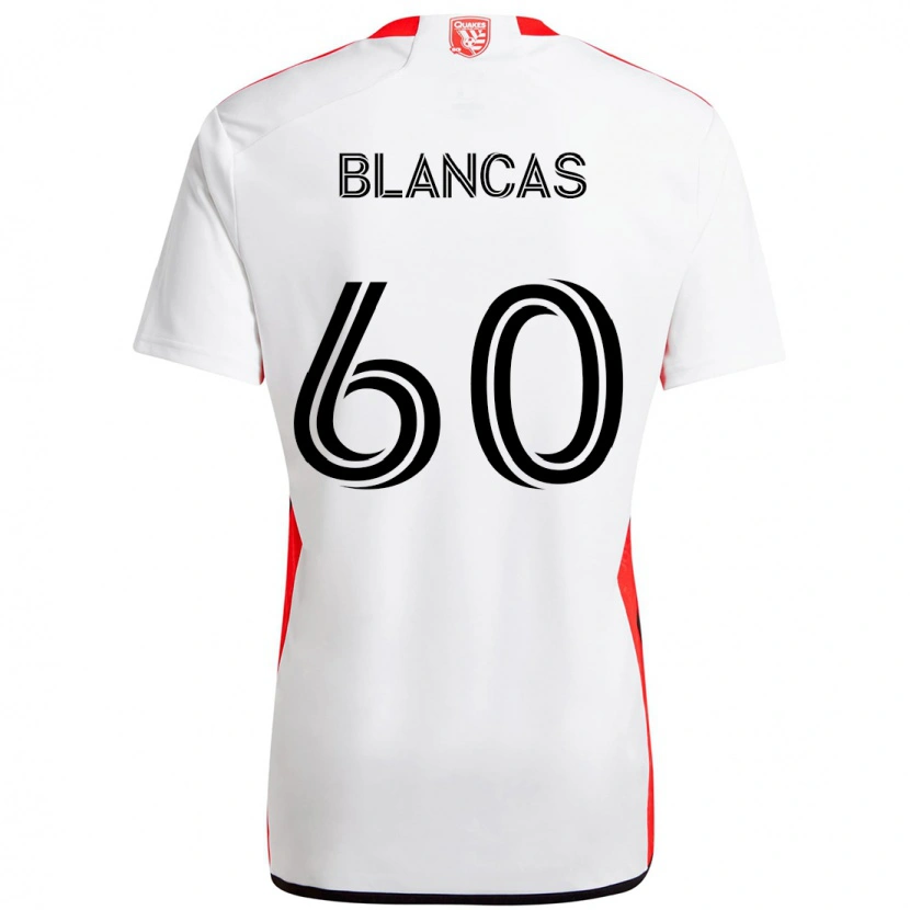 Danxen Homme Maillot Eduardo Blancas #60 Blanc Rouge Tenues Extérieur 2025/26 T-Shirt