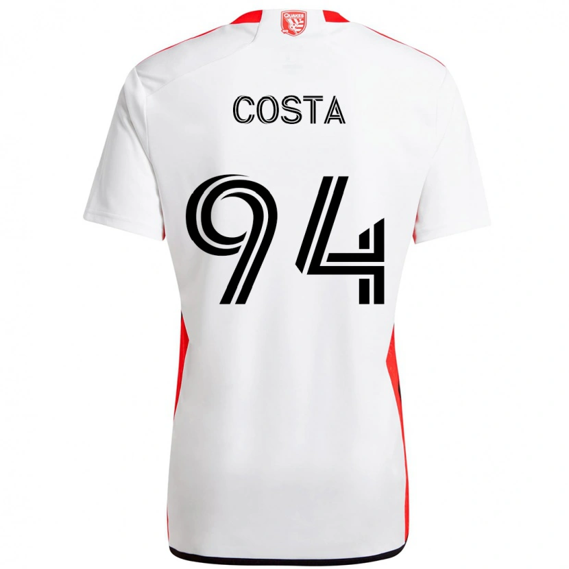 Danxen Homme Maillot Vítor Costa #94 Blanc Rouge Tenues Extérieur 2025/26 T-Shirt