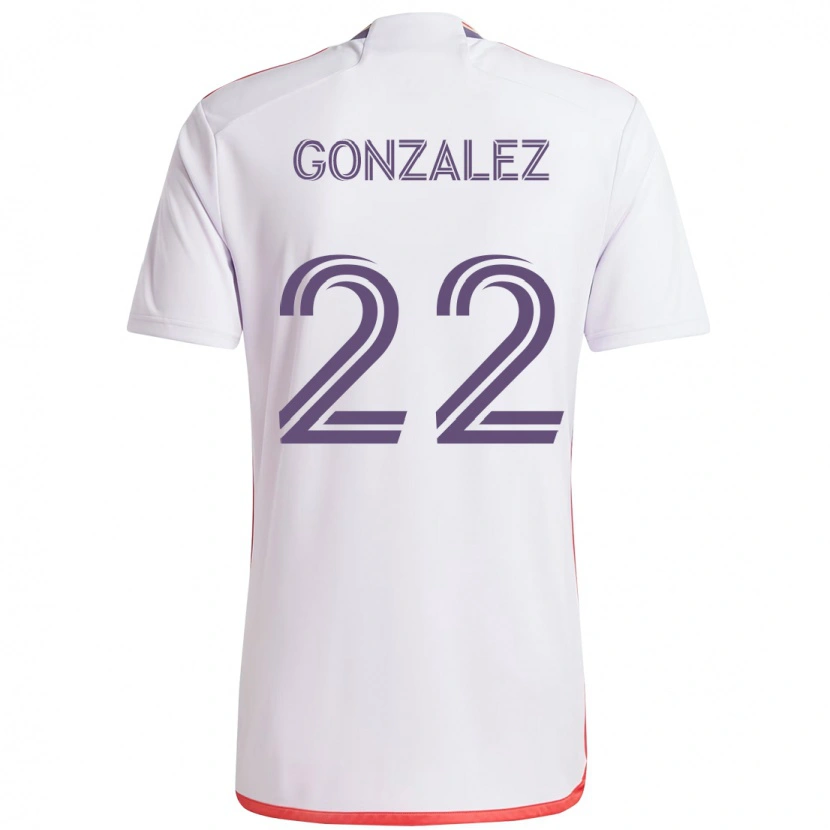 Danxen Homme Maillot Gastón González #22 Blanc Violet Tenues Extérieur 2025/26 T-Shirt