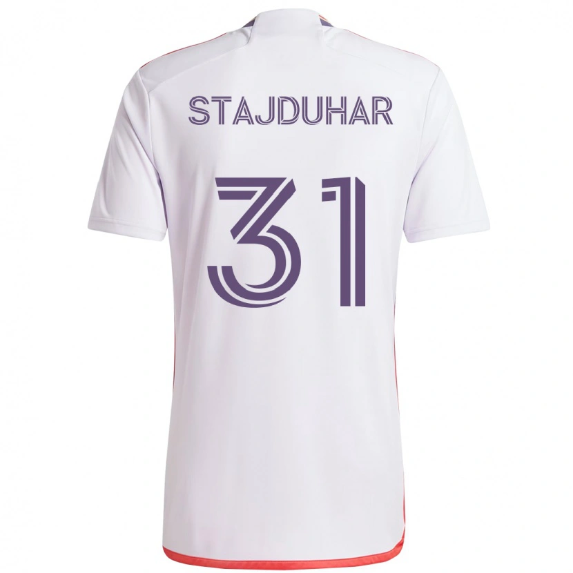 Danxen Homme Maillot Mason Stajduhar #31 Violet Blanc Tenues Extérieur 2025/26 T-Shirt