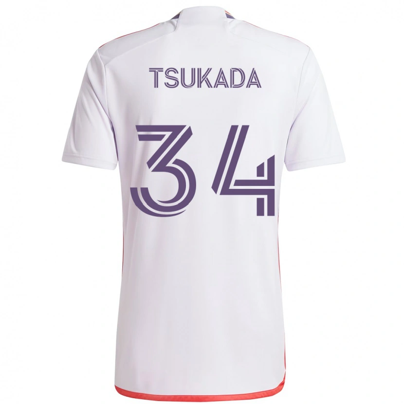 Danxen Homme Maillot Yutaro Tsukada #34 Violet Blanc Tenues Extérieur 2025/26 T-Shirt