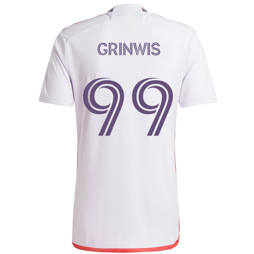 Danxen Homme Maillot Adam Grinwis #99 Blanc Violet Tenues Extérieur 2025/26 T-Shirt