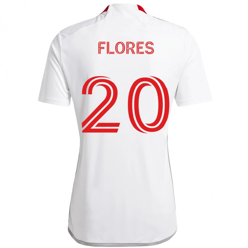Danxen Homme Maillot Deybi Flores #20 Rouge Blanc Tenues Extérieur 2025/26 T-Shirt