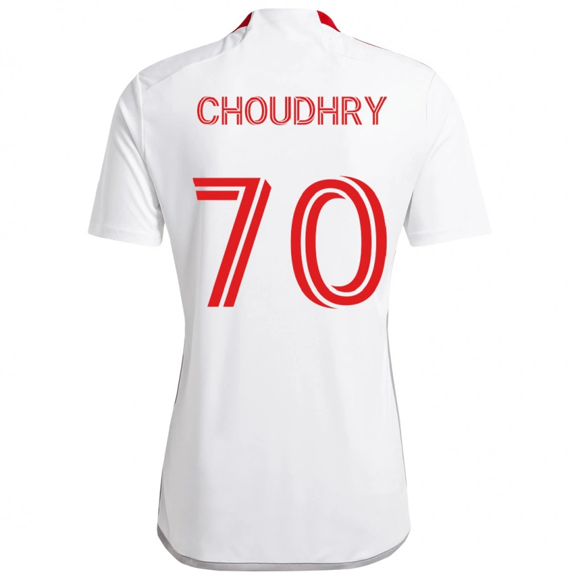 Danxen Homme Maillot Benjamin Choudhry #70 Blanc Rouge Tenues Extérieur 2025/26 T-Shirt