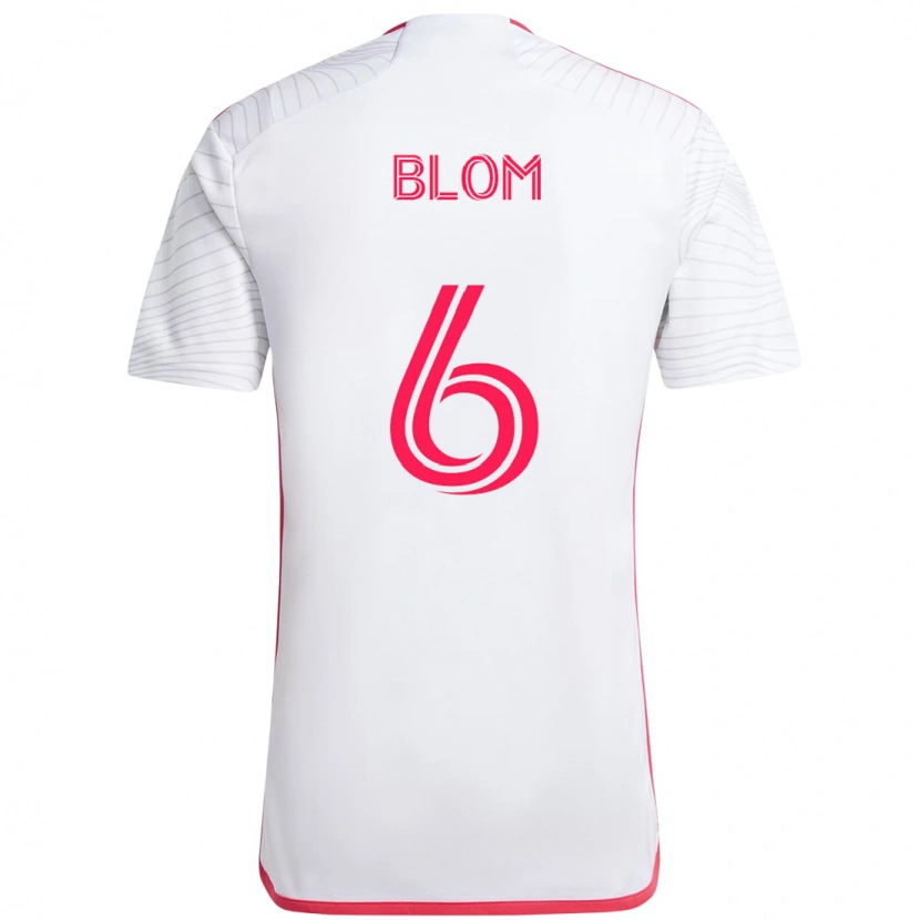 Danxen Homme Maillot Njabulo Blom #6 Magenta Blanc Tenues Extérieur 2025/26 T-Shirt