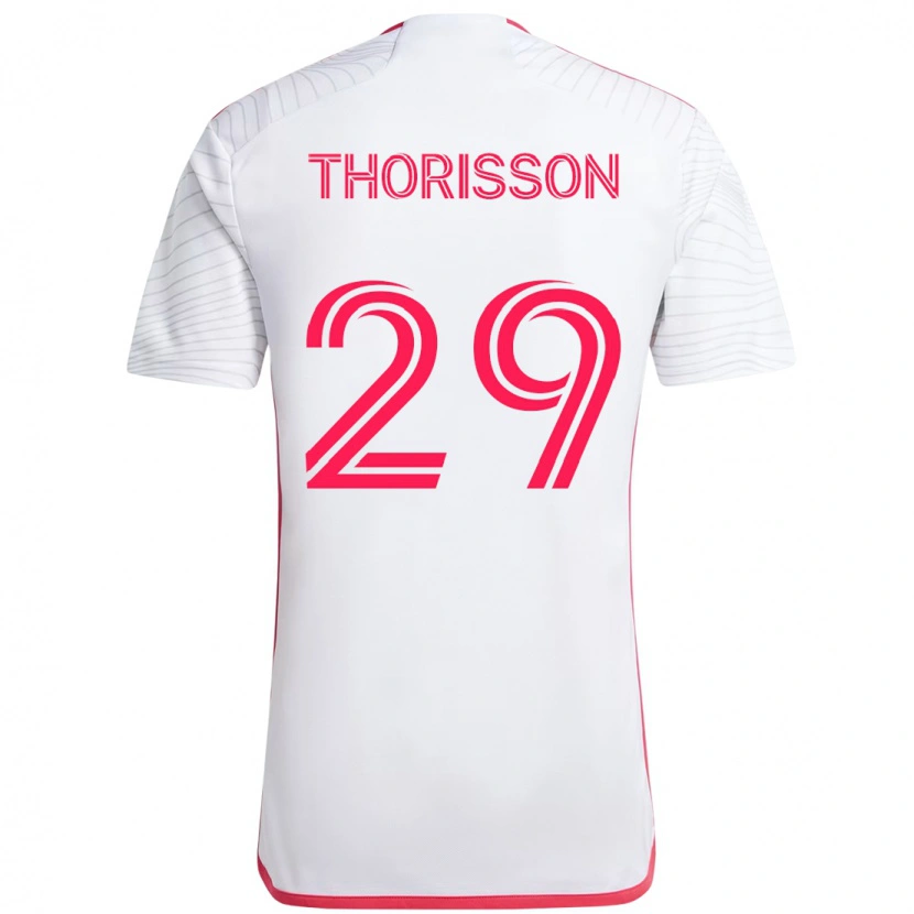 Danxen Homme Maillot Nökkvi Thórisson #29 Blanc Magenta Tenues Extérieur 2025/26 T-Shirt