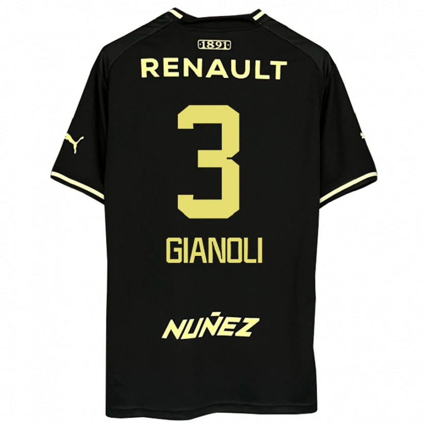 Danxen Homme Maillot Martín Gianoli #3 Jaune Noir Tenues Extérieur 2025/26 T-Shirt