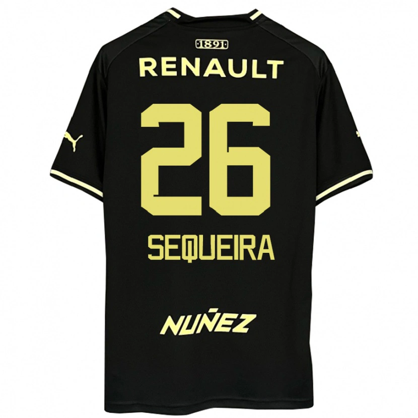 Danxen Homme Maillot Leonardo Sequeira #26 Jaune Noir Tenues Extérieur 2025/26 T-Shirt