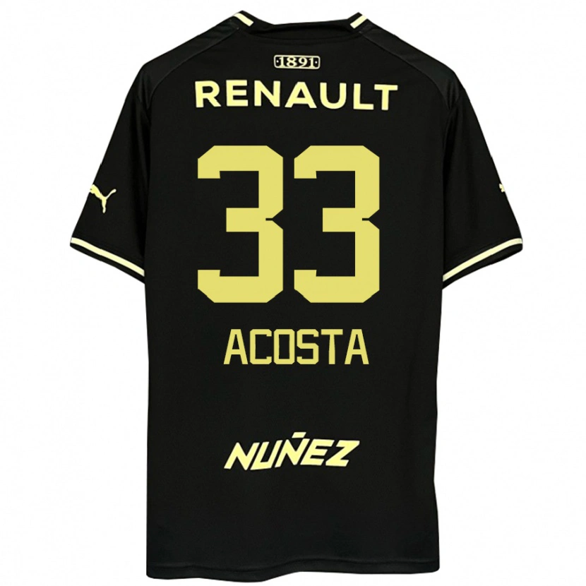Danxen Homme Maillot Nahuel Acosta #33 Jaune Noir Tenues Extérieur 2025/26 T-Shirt