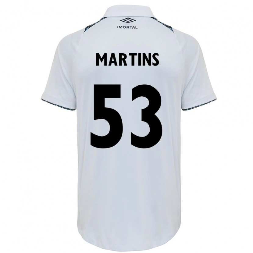 Danxen Homme Maillot Gustavo Martins #53 Blanc Bleu Tenues Extérieur 2025/26 T-Shirt