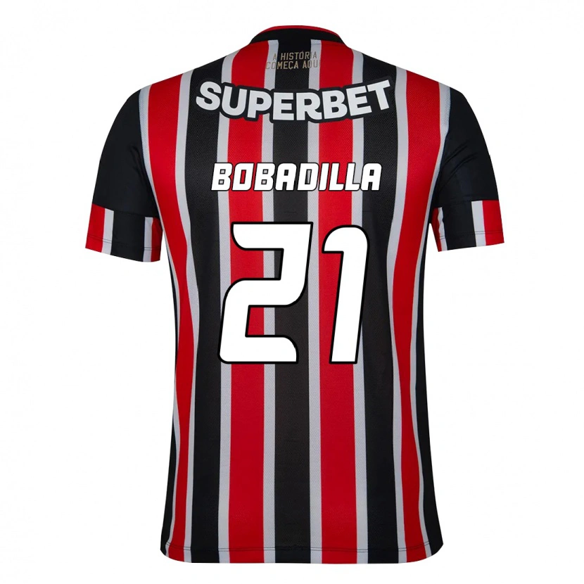 Danxen Homme Maillot Damián Bobadilla #21 Noir Rouge Tenues Extérieur 2025/26 T-Shirt