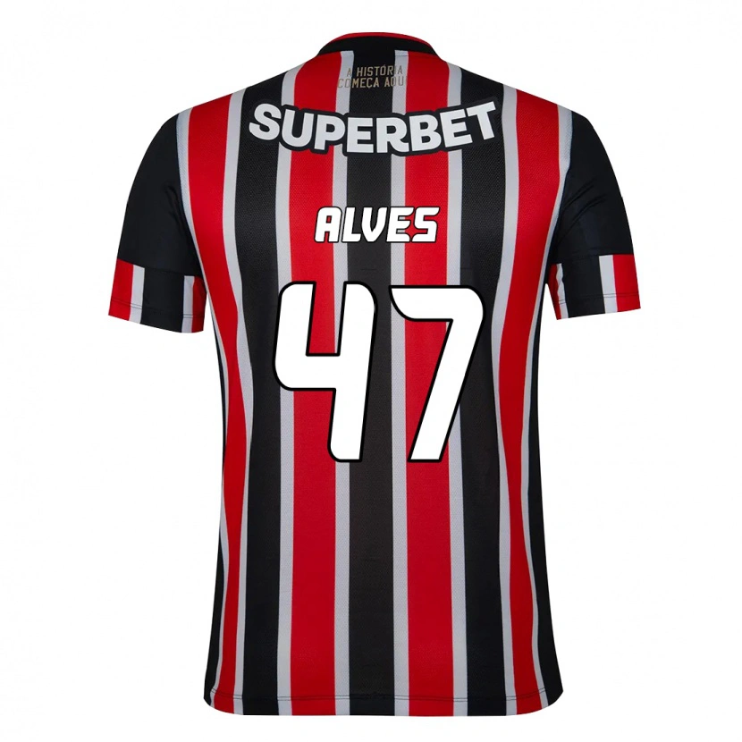 Danxen Homme Maillot Matheus Alves #47 Noir Rouge Tenues Extérieur 2025/26 T-Shirt