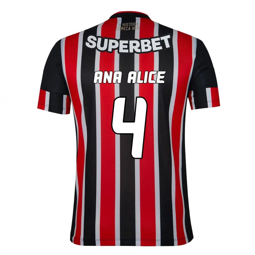 Danxen Homme Maillot Ana Alice Luciano Da Silva #4 Noir Rouge Tenues Extérieur 2025/26 T-Shirt