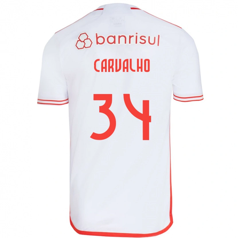 Danxen Homme Maillot Gabriel Carvalho #34 Blanc Rouge Tenues Extérieur 2025/26 T-Shirt