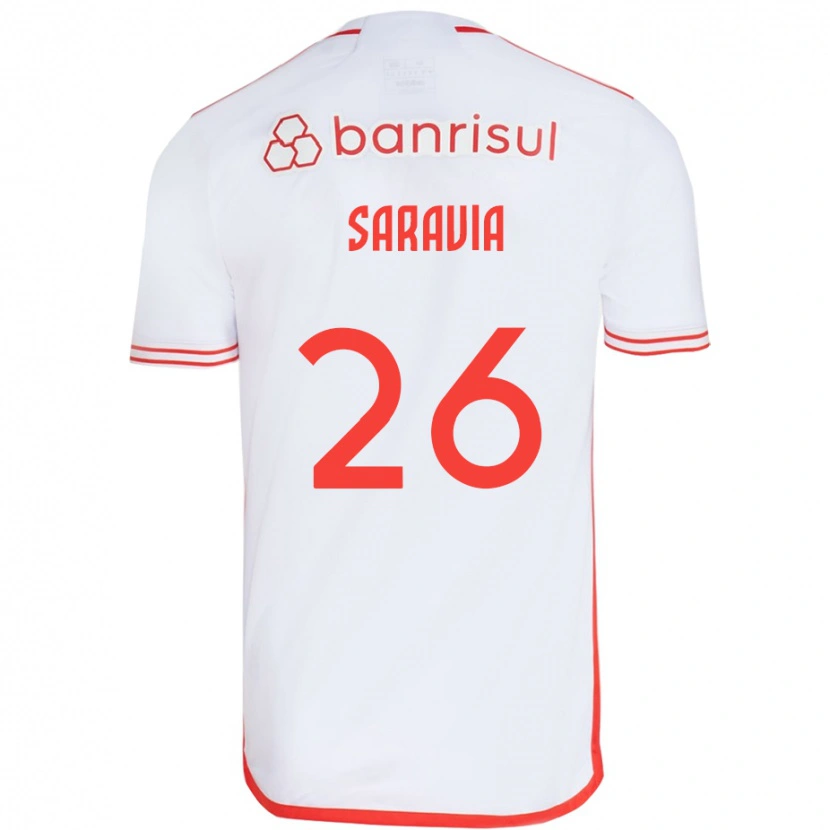 Danxen Homme Maillot Saravia #26 Blanc Rouge Tenues Extérieur 2025/26 T-Shirt
