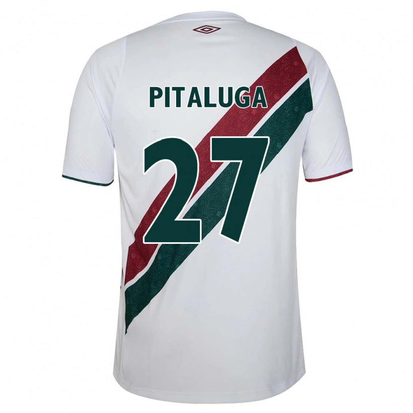 Danxen Homme Maillot Marcelo Pitaluga #27 Blanc Vert Bordeaux Tenues Extérieur 2025/26 T-Shirt