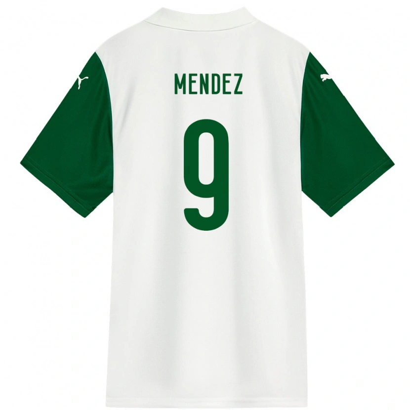 Danxen Homme Maillot Cesar Mendez #9 Blanc Vert Tenues Extérieur 2025/26 T-Shirt