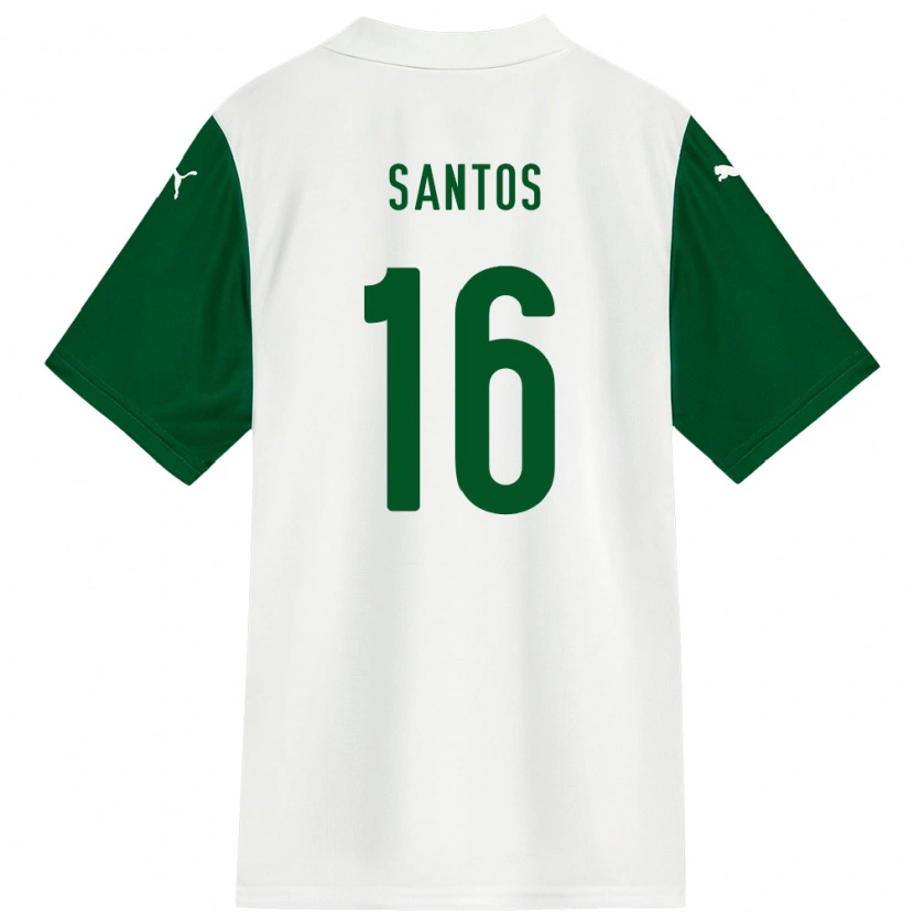 Danxen Homme Maillot Gaby Santos #16 Blanc Vert Tenues Extérieur 2025/26 T-Shirt
