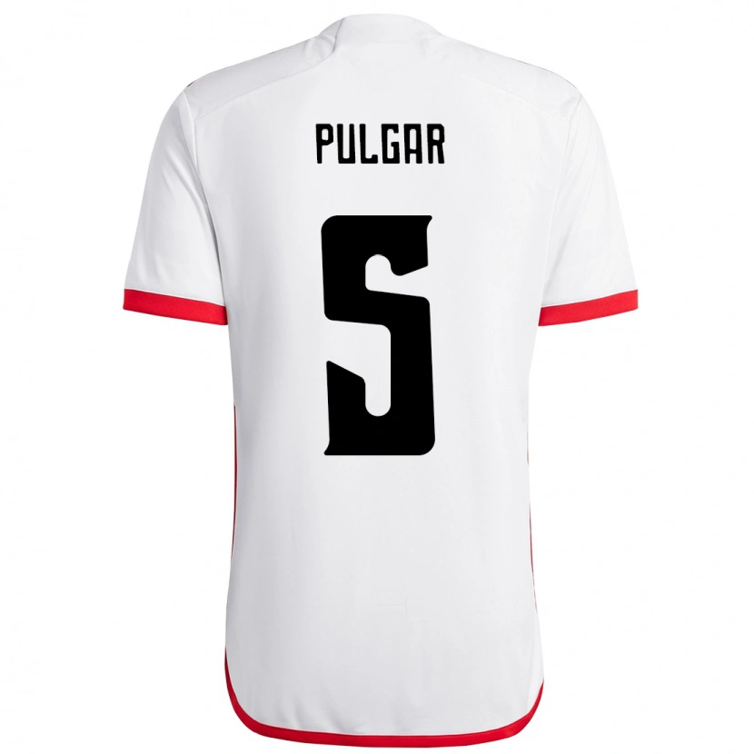 Danxen Homme Maillot Erick Pulgar #5 Blanc Rouge Tenues Extérieur 2025/26 T-Shirt
