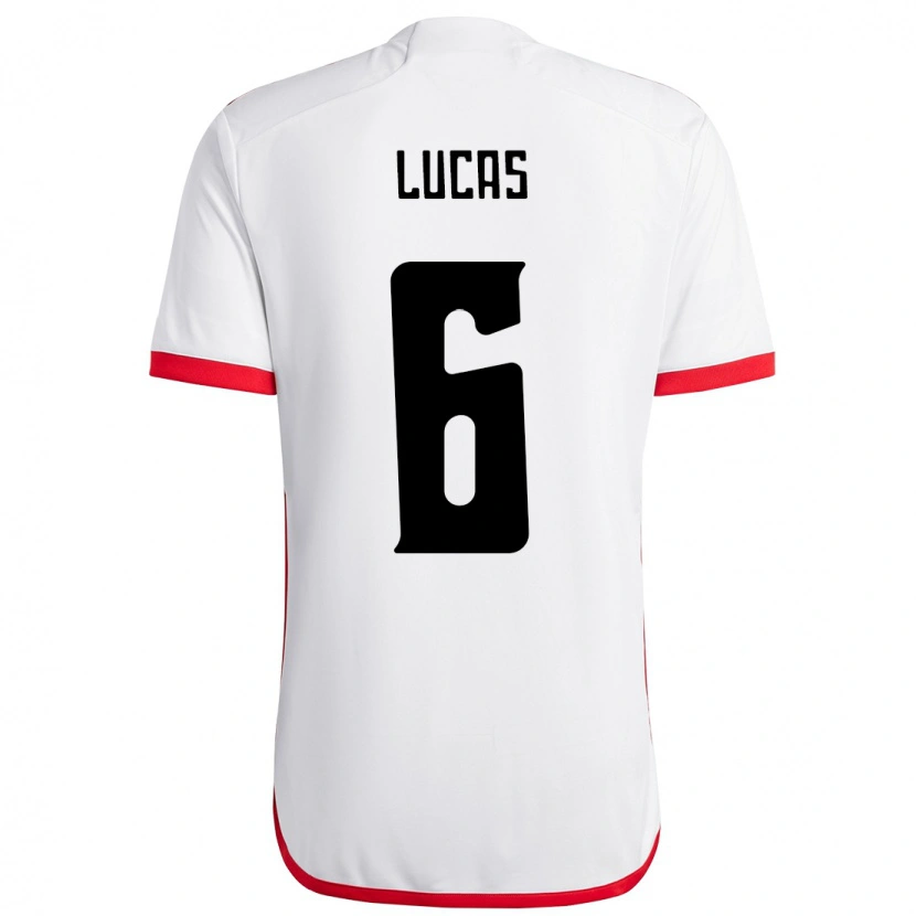 Danxen Homme Maillot Ayrton Lucas #6 Blanc Rouge Tenues Extérieur 2025/26 T-Shirt