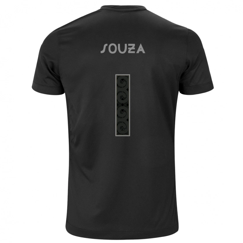 Danxen Homme Maillot Hugo Souza #1 Noir Blanc Tenues Extérieur 2025/26 T-Shirt