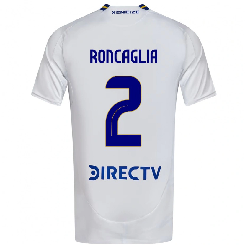 Danxen Homme Maillot Facundo Roncaglia #2 Blanc Bleu Tenues Extérieur 2025/26 T-Shirt