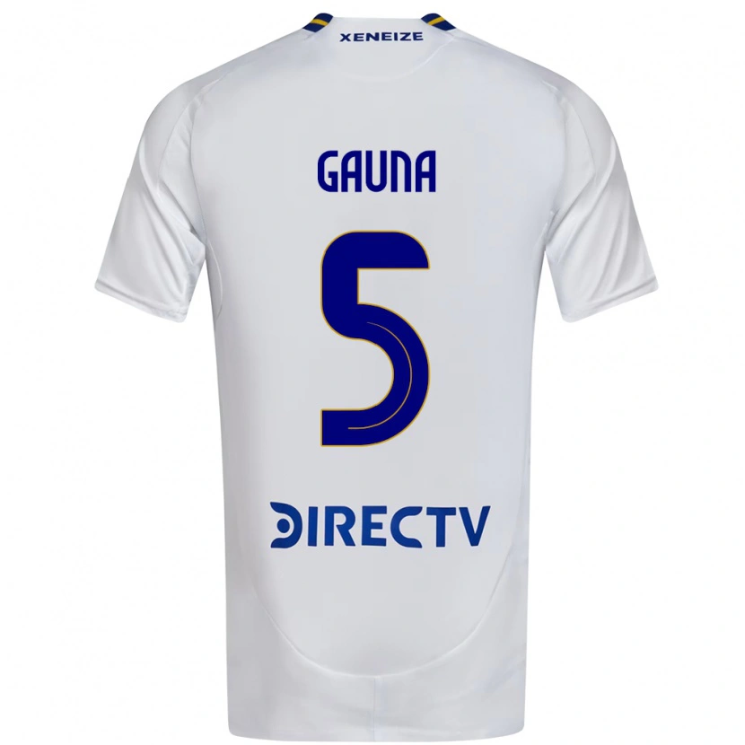 Danxen Homme Maillot Santiago Gauna #5 Blanc Bleu Tenues Extérieur 2025/26 T-Shirt
