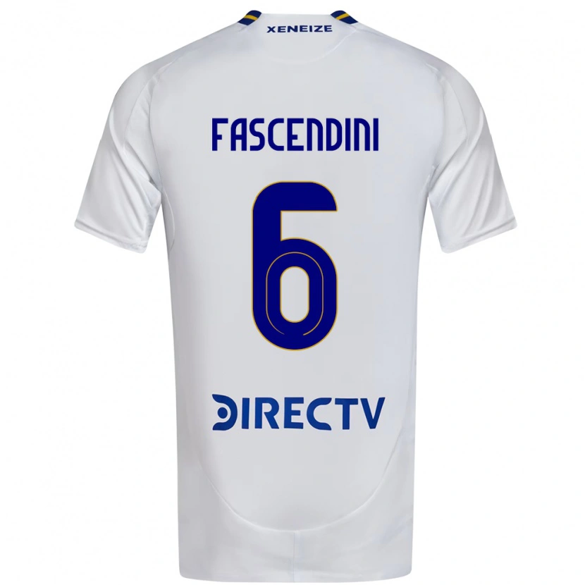 Danxen Homme Maillot Valentin Fascendini #6 Blanc Bleu Tenues Extérieur 2025/26 T-Shirt