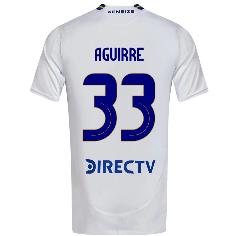 Danxen Homme Maillot Brian Aguirre #33 Blanc Bleu Tenues Extérieur 2025/26 T-Shirt