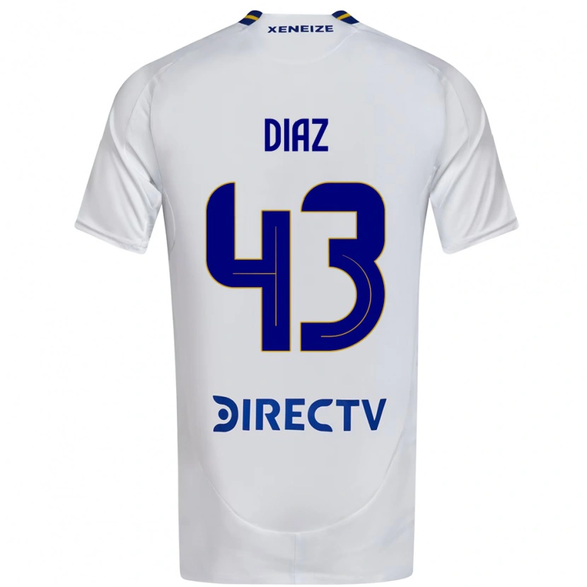 Danxen Homme Maillot Tomas Diaz #43 Blanc Bleu Tenues Extérieur 2025/26 T-Shirt