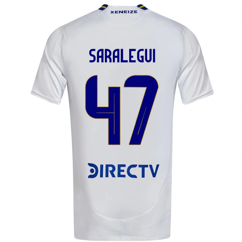 Danxen Homme Maillot Jabes Saralegui #47 Blanc Bleu Tenues Extérieur 2025/26 T-Shirt