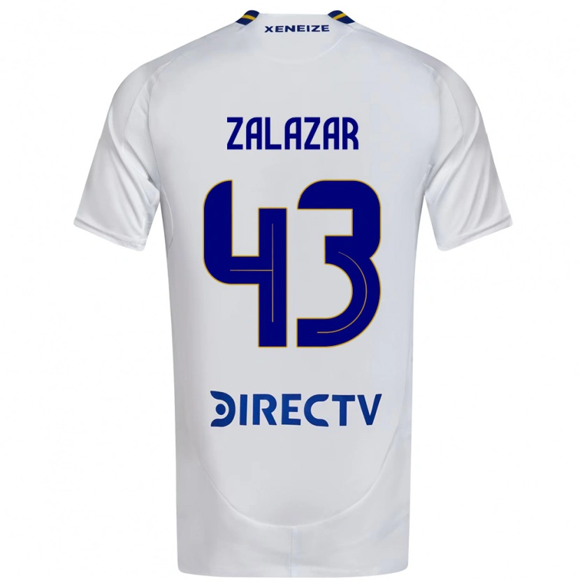 Danxen Homme Maillot Maximiliano Zalazar #43 Blanc Bleu Tenues Extérieur 2025/26 T-Shirt