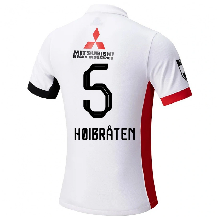 Danxen Homme Maillot Marius Høibråten #5 Blanc Noir Tenues Extérieur 2025/26 T-Shirt