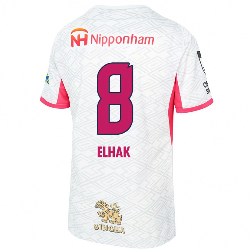 Danxen Homme Maillot Akuro Elhak #8 Blanc Rose Sakura Tenues Extérieur 2025/26 T-Shirt