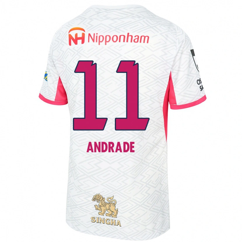 Danxen Homme Maillot Thiago Andrade #11 Blanc Rose Sakura Tenues Extérieur 2025/26 T-Shirt