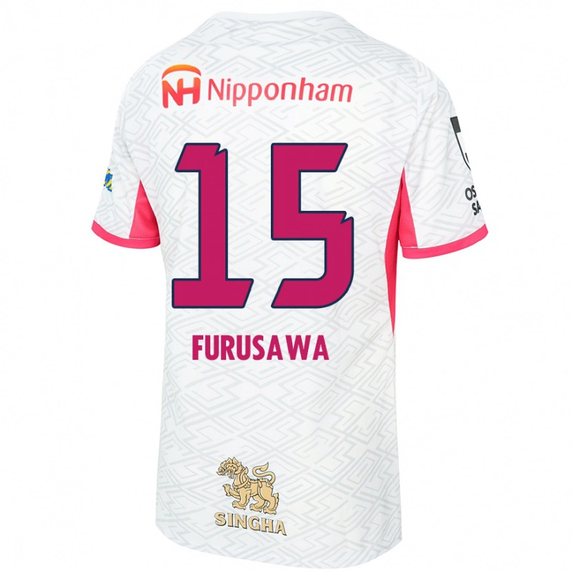 Danxen Homme Maillot Rui Furusawa #15 Blanc Rose Sakura Tenues Extérieur 2025/26 T-Shirt