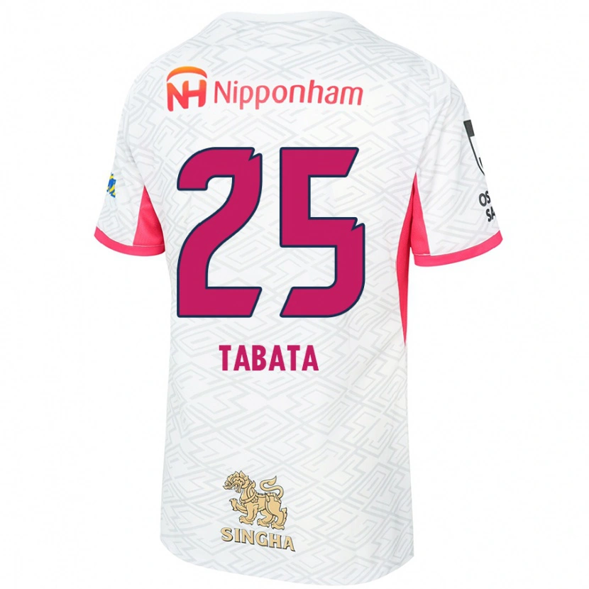 Danxen Homme Maillot Haruna Tabata #25 Rose Sakura Blanc Tenues Extérieur 2025/26 T-Shirt