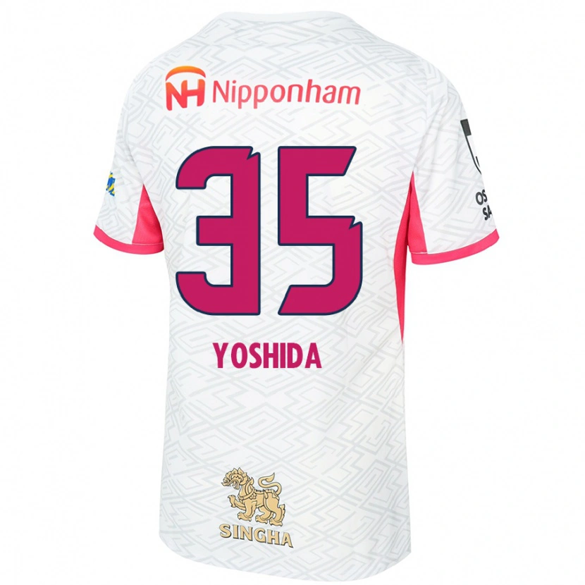 Danxen Homme Maillot Yuji Yoshida #35 Rose Sakura Blanc Tenues Extérieur 2025/26 T-Shirt