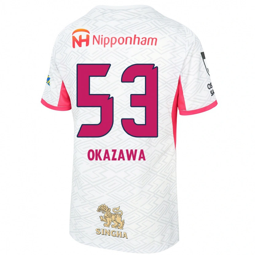 Danxen Homme Maillot Kosei Okazawa #53 Blanc Rose Sakura Tenues Extérieur 2025/26 T-Shirt