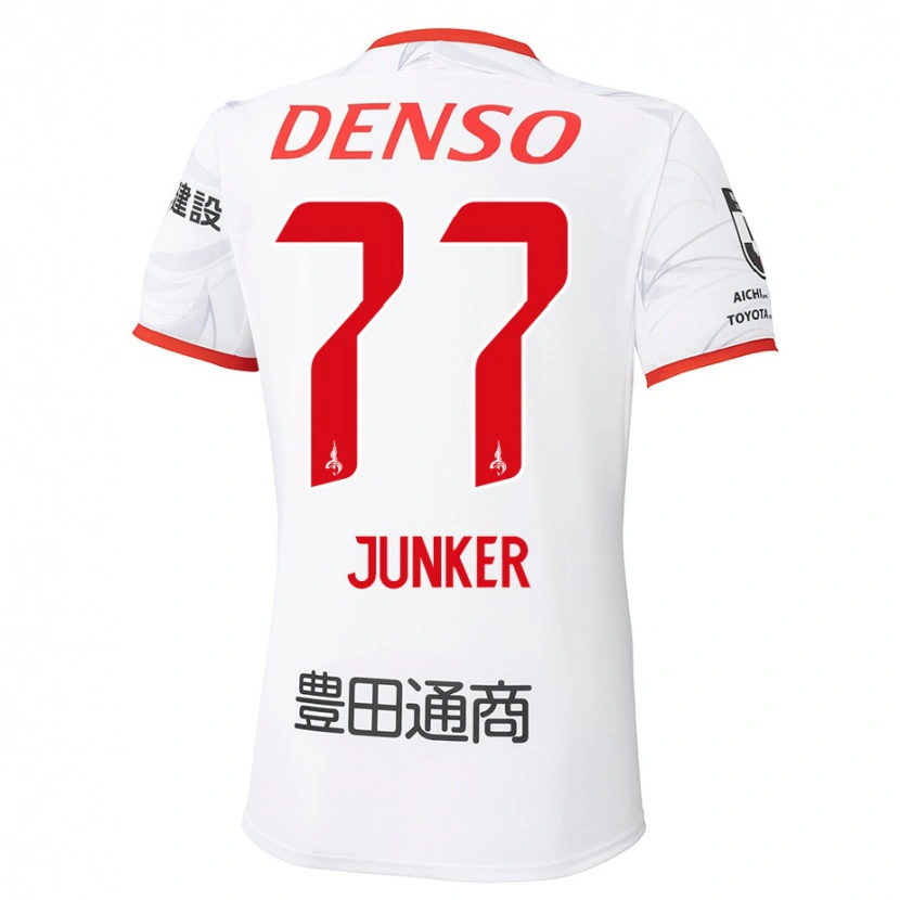 Danxen Homme Maillot Kasper Junker #77 Blanc Rouge Tenues Extérieur 2025/26 T-Shirt