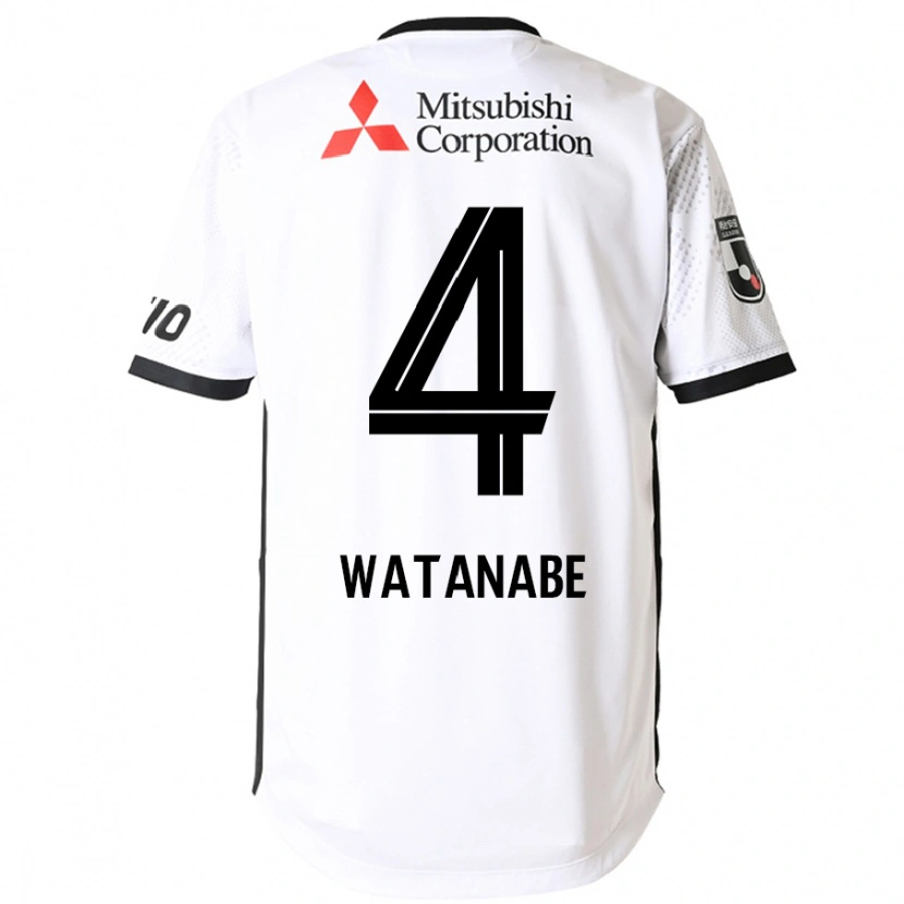 Danxen Homme Maillot Tsuyoshi Watanabe #4 Blanc Noir Tenues Extérieur 2025/26 T-Shirt