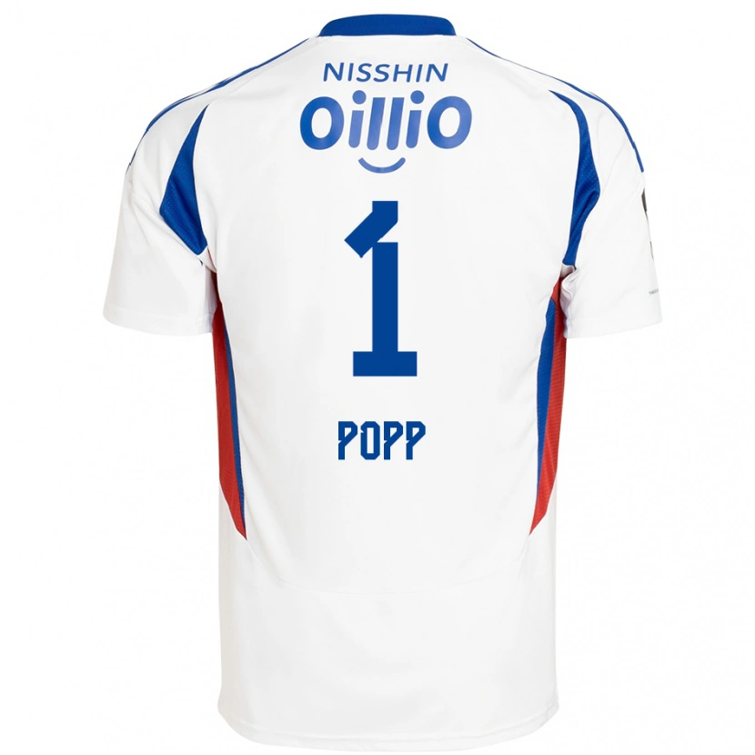 Danxen Homme Maillot William Popp #1 Blanc Bleu Royal Tenues Extérieur 2025/26 T-Shirt
