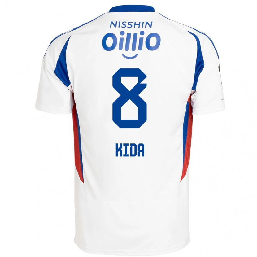 Danxen Homme Maillot Takuya Kida #8 Blanc Bleu Royal Tenues Extérieur 2025/26 T-Shirt
