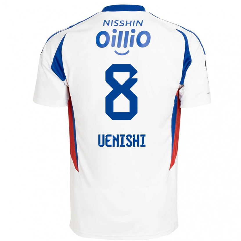 Danxen Homme Maillot Haruki Uenishi #8 Blanc Bleu Royal Tenues Extérieur 2025/26 T-Shirt