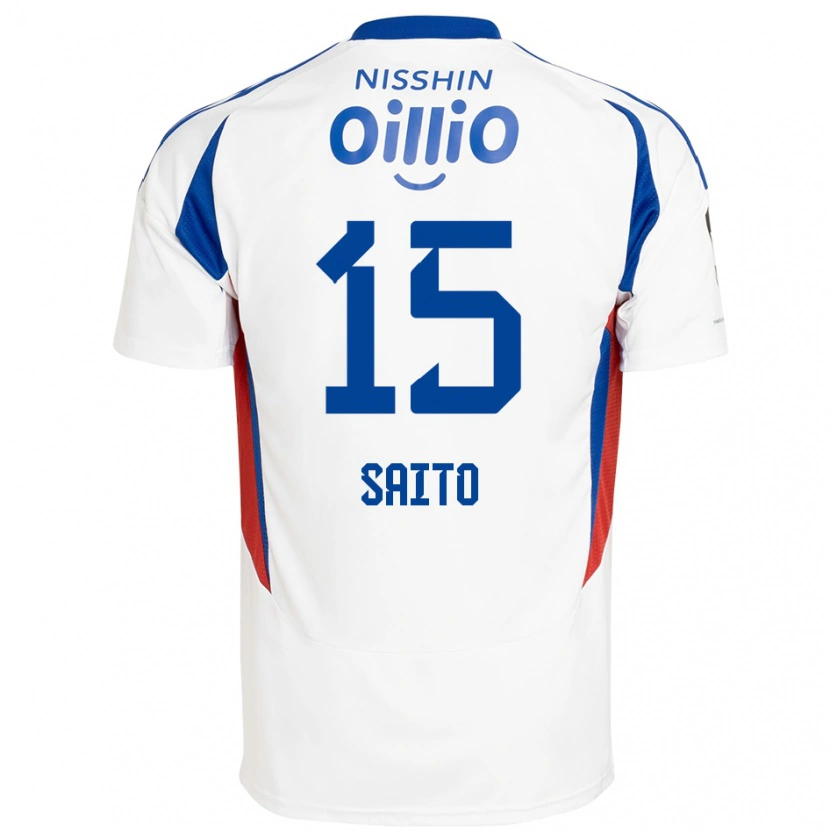 Danxen Homme Maillot Haru Saito #15 Blanc Bleu Royal Tenues Extérieur 2025/26 T-Shirt
