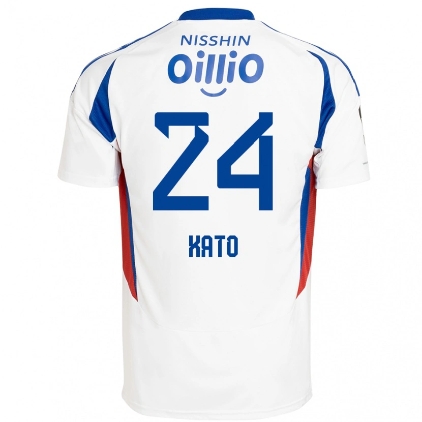 Danxen Homme Maillot Hijiri Kato #24 Blanc Bleu Royal Tenues Extérieur 2025/26 T-Shirt
