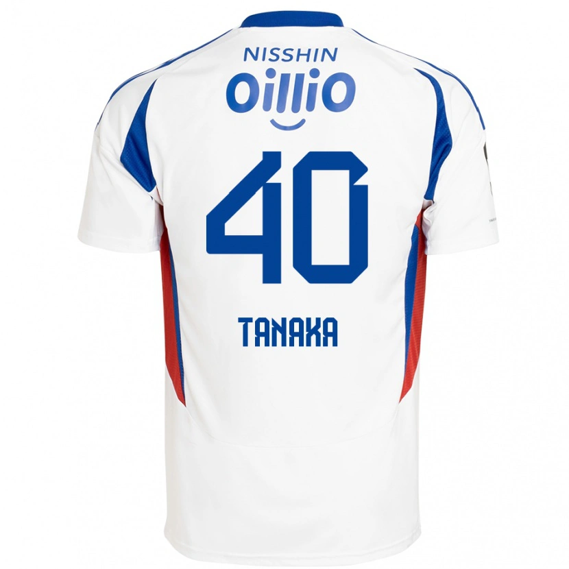 Danxen Homme Maillot Hiei Tanaka #40 Blanc Bleu Royal Tenues Extérieur 2025/26 T-Shirt