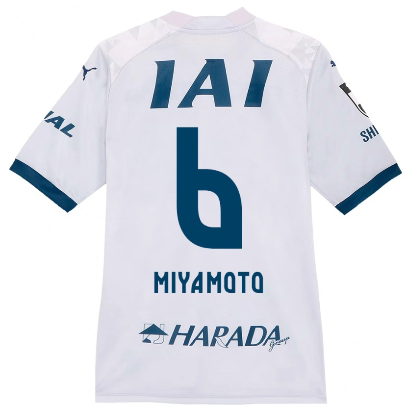 Danxen Homme Maillot Kota Miyamoto #6 Blanc Bleu Royal Tenues Extérieur 2025/26 T-Shirt