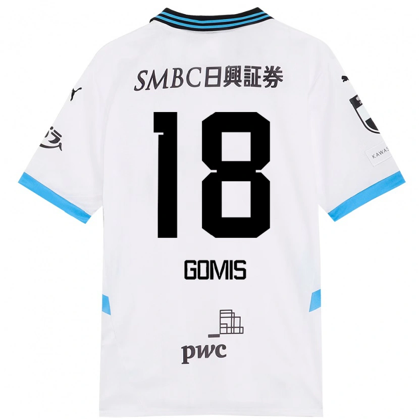 Danxen Homme Maillot Bafétimbi Gomis #18 Blanc Bleu Ciel Tenues Extérieur 2025/26 T-Shirt